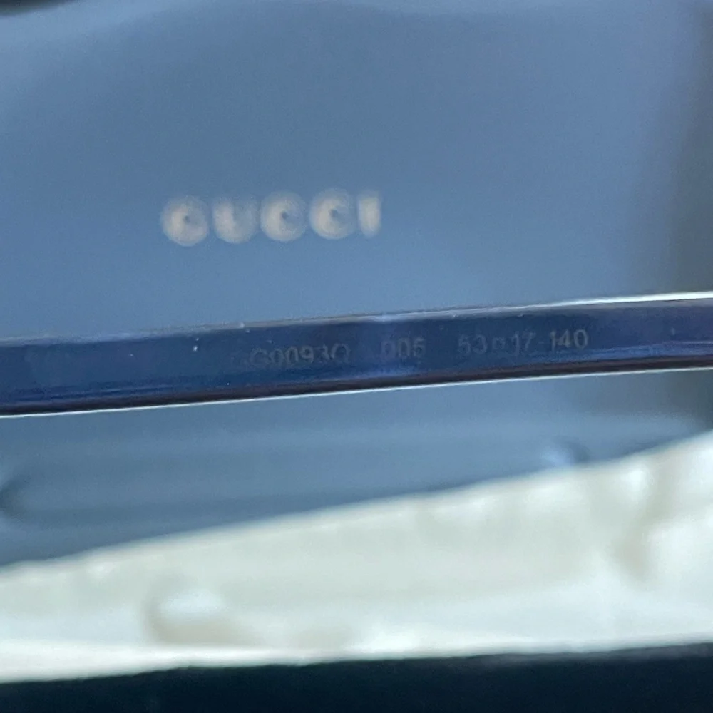 Gucci Navy Blue Round Acetate Glasses with Gold Accents